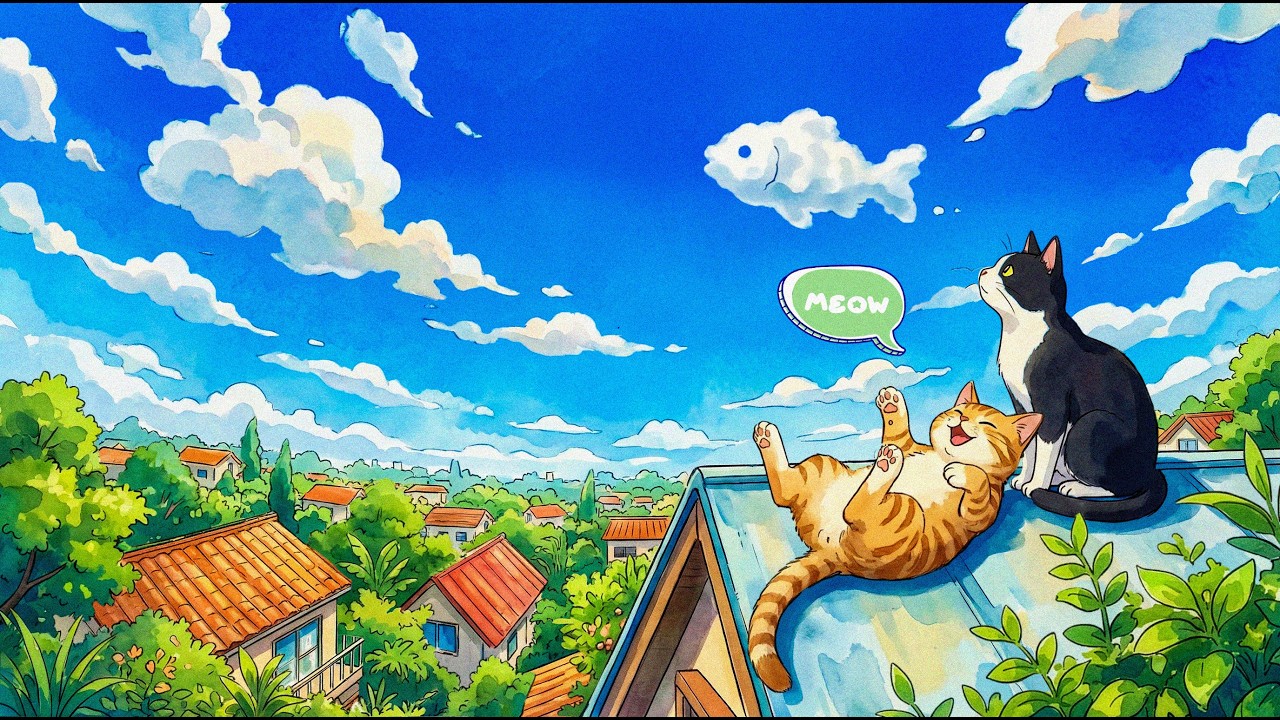 Sunny Rooftop Cat Lofi 🐱☀️ | Chill Beats for Studying, Relaxing & Happy Summer Vibes
