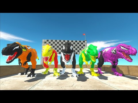 Batman, Shazam, Flash, Spiderman T-rex Hero Speed Race Death Fall - Animal Revolt Battle Simulator