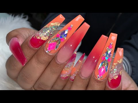 Acrylic Nails Fullset | Color Acrylic Nails | Long Coffin Nails