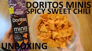Unboxing Doritos Minis Spicy Sweet Chili Flavored Tortilla Chips