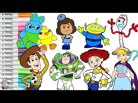 Disney's Toy Story 4 Coloring Book Compilation Buzz Lightyear Woody Jessie Forky Bo Peep and More