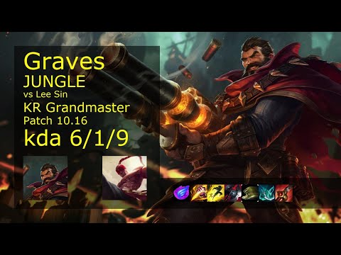 Graves Jungle vs Lee Sin - KR Grandmaster 6/1/9 Patch 10.16 Gameplay // [롤] 그레이브즈 vs 리 신 정글
