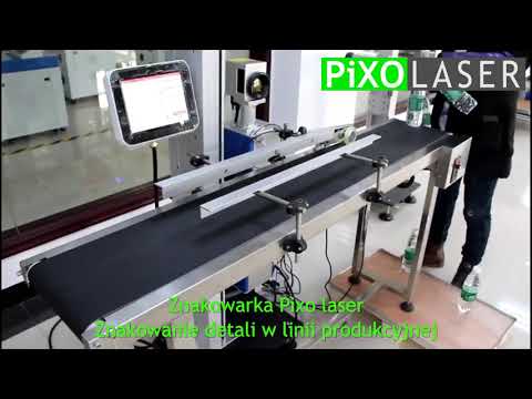 Znakowanie laserowe mark on fly - w locie, detale nie linii produkcyjnej. Znakowarka PiXO Laser.