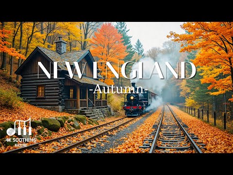 New England 4K Amazing Autumn Film 🍂 Calming Piano Music - Natural Landscape