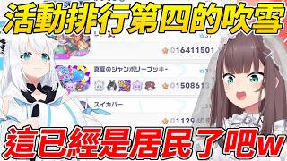 祭哥的活動積分打進伺服器第55名結果發現吹雪竟然在第4名而超傻眼ww【夏色祭／夏色まつり】【ホロライブ切り抜き】【HOLOLIVE中文】