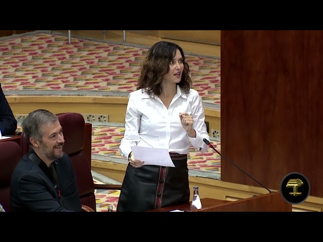 Isabel Díaz Ayuso, hoy, en la Asamblea de Madrid