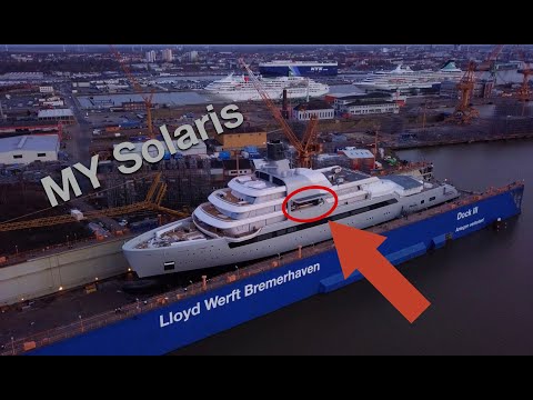 SuperYacht Solaris 138,96m // Open Lifeboat Garage // DroneVideo // Lloyd Werft