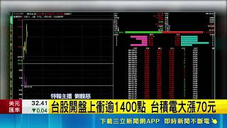 台股開盤暴衝逾1400點！台積電大漲70元 南亞科7月營收飆438億新高｜三立財經iNEWS