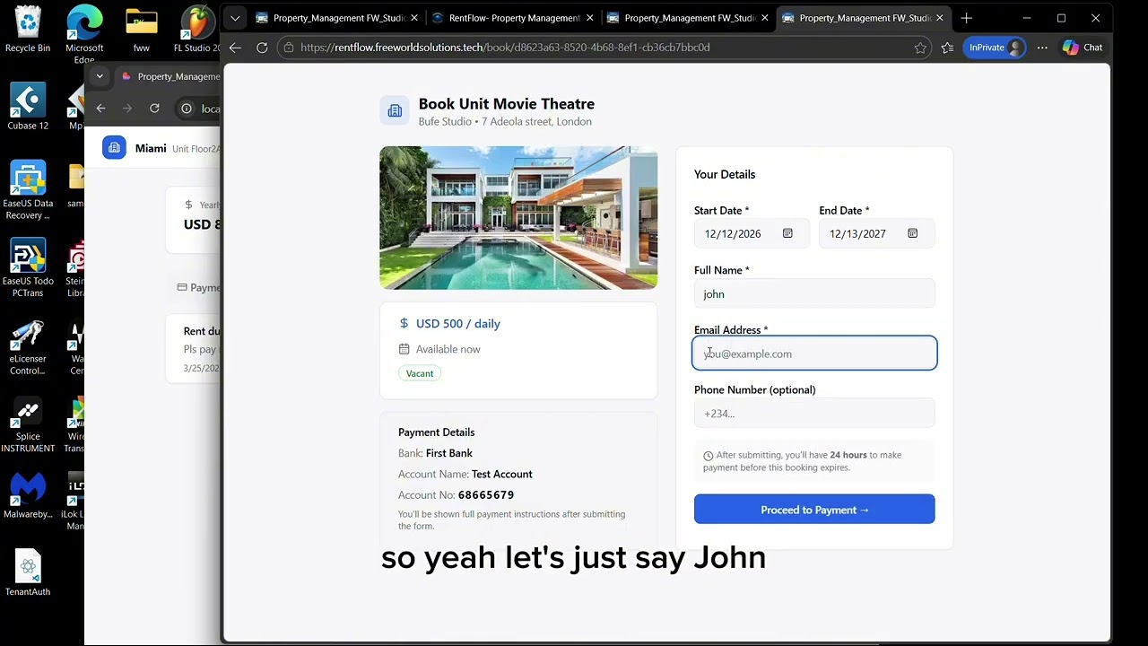 Property Management Dashboard- Freeworld Solutions