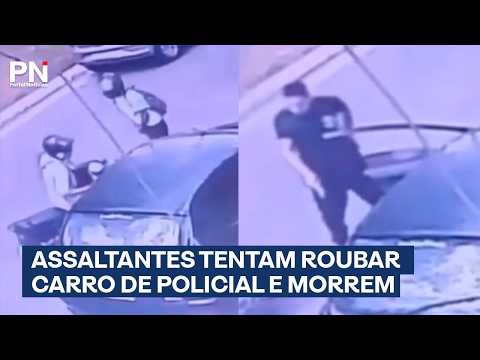 Assaltantes tentam roubar carro de policial e levam a pior