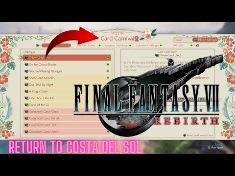 FF7 Rebirth- Chapter 12: Return to Costa Del Sol Card Carnival Guide 2(Queen's Blood Card Puzzles)
