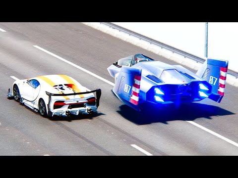 Bugatti Chiron GTR Concept vs Blue Flacon at Drag Race 20 KM