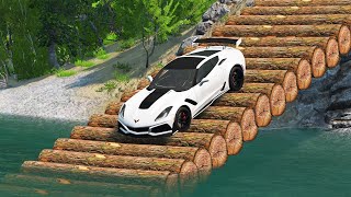 Supercars vs Log Bridge vs Deep Water! – BeamNG.Drive