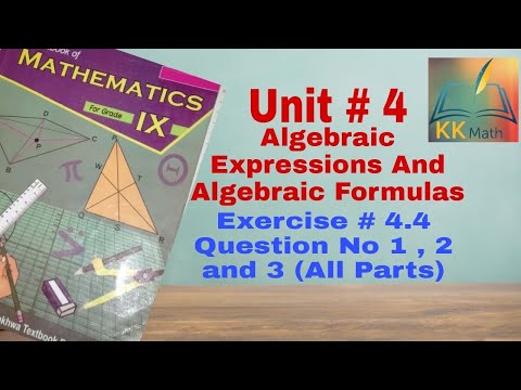 kpk board 9 class math unit 4 algebraic expressions and formulas exercise 4.4 question no 1 , 2 , 3