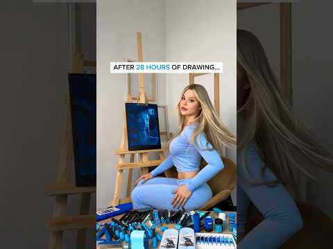 DRAWING, BUT I CAN ONLY USE 1 COLOR💙 DID YOU FIND LETTER “A”?🔷 WHAT COLOR NEXT? #artchallenge #art