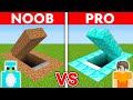 NOOB Vs PRO SECRET BUNKER House Build Challenge In Minecraft