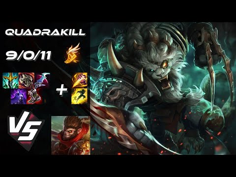 JUNGLE Rengar vs Wukong [QUADRAKILL] - EU Challenger Patch 14.21
