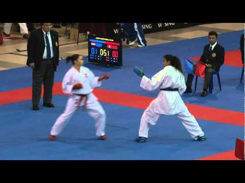 2011 WKF Junior World Championships Junior Female -59 Kg Kumite Egypt vs Switzerland.mpg