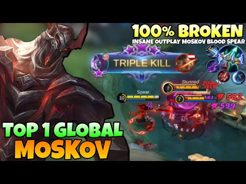 Insane Outplay Moskov Blood Spear 100% Broken Marksman! | Top 1 Global Moskov 2021 | Mobile legends