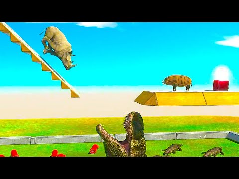 WHO CAN JUMP OVER THE DINOSAUR'S HEAD? - Animal Revolt Battle Simulator ARBS #74