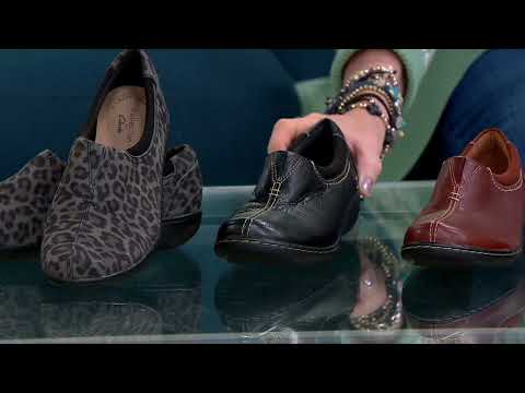 Clarks Collection Leather Slip-On Shoes- Ashland Joy on QVC