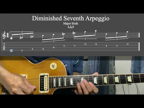 Diminished Seventh Arpeggio Major Sixth 1,2,3  / Guitar Lesson / Tabs