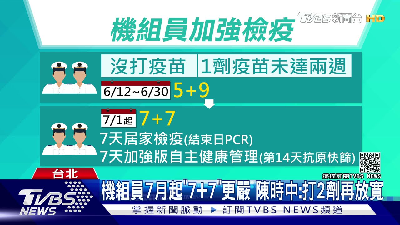 機組員7月起「7加7」更嚴 陳時中:打2劑再放寬