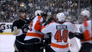 Wayne Simmonds taunting Kris Letang. Philadelphia Flyers vs Pittsburgh Penguins 4/13/12 NHL Hockey