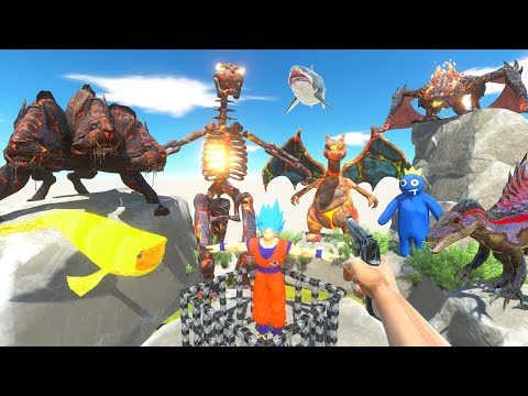 FPS Avatar Rescue Songoku and Fights Dinosaurs,Volcano Monsters - Animal Revolt Battle Simulator