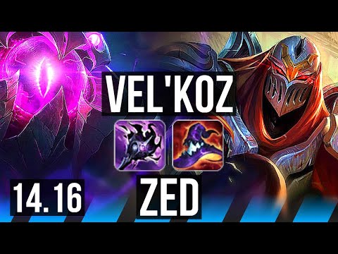 VEL'KOZ vs ZED (MID) | 6/1/5, 700+ games, Dominating | EUW Master | 14.16