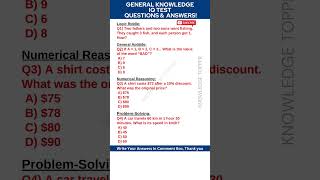 4 IQ Aptitude TEST General Knowledge Questions and Answers Quiz