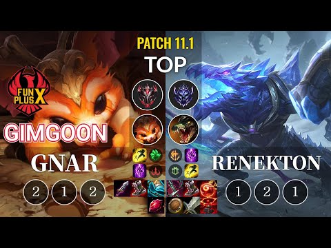 FPX GimGoon Gnar vs Renekton Top - KR Patch 11.1