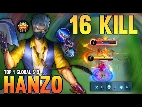 16KILL No Death! Hanzo Best Build 2021 | Top 1 Global Hanzo Gameplay | Mobile Legends✓