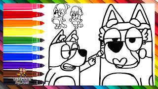 Desenhar e Colorir Bluey e Bingo Brincando de Spa 🐶🧖♀️💄🤡🐶🌈 Desenhos para Crianças