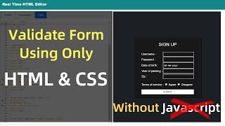 Form Validation Without Javascript: Validate HTML5 form without Javascript | Validate with CSS, HTML