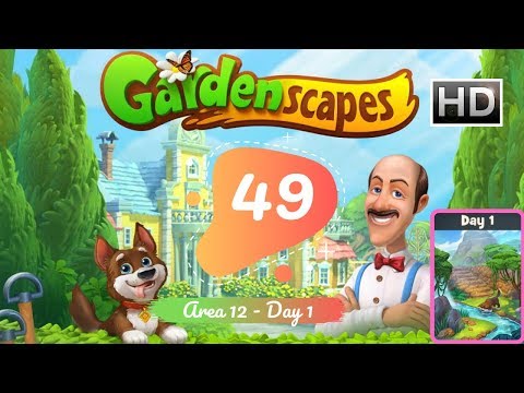 Gardenscapes Story Part 49 - Area 12 - Day 1 Gameplay Walkthrough [HD]