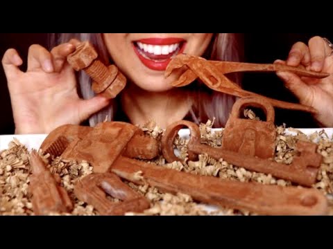 ASMR Eating Giant Rusty Tools *Prank Food [Crunchy Chocolate Sounds] *No talking