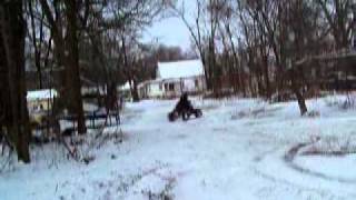 Harley Davidson Vrod v rod turbo fun in the snow 4 wheeler