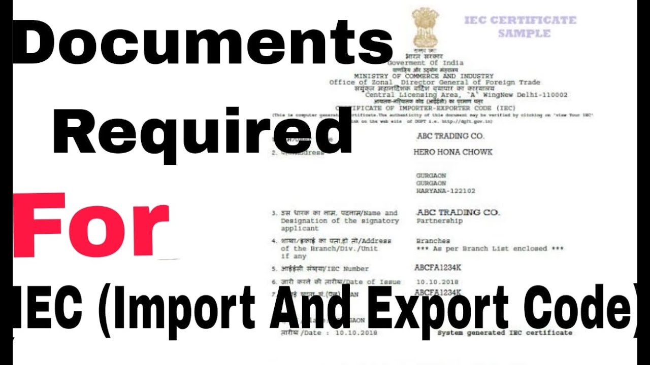 Documents Required for IEC (Import Export Code) Registration