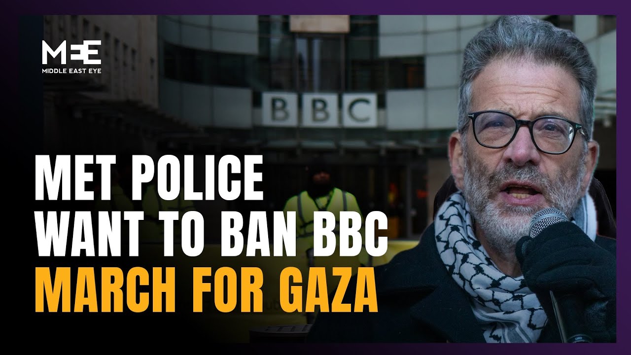 London's Met Police attempt to block Palestine march outside the BBC