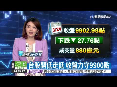 台股開低走低 收盤力守9900點
