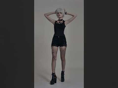 Women's Gothic High-Waist Shorts with Lace-Up Cutouts