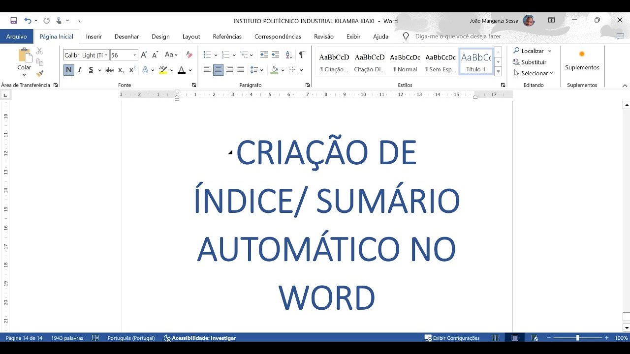 Criação de índice ou sumário Automático no Word em T.C.C
