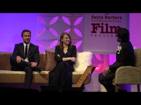 SBIFF 2017 - Ryan Gosling & Emma Stone Having Fun On Stage With Roger Durling