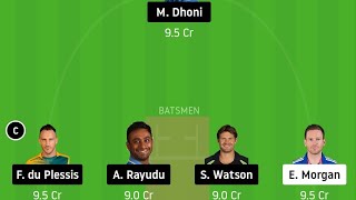 Best team for CSK VS KKR in Dream 11