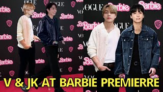 Jungkook & Taehyung Arrive at Barbie Movie Premiere in Seoul, Taekook at Movie BTS Seven V Jimin