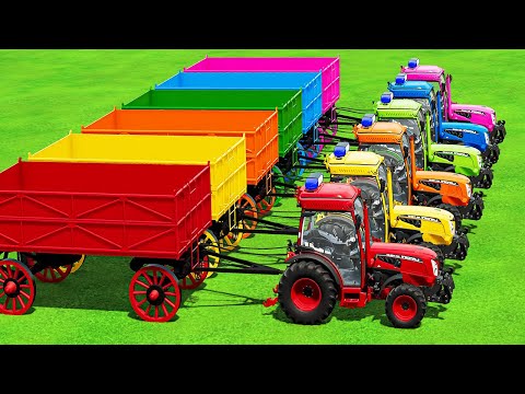 TRANSPORT & LOAD BEET w/ SMALL LANDINI POLICE TRACTORS & MUD TUNNER TRUCK ON MUDDY ROAD! FS22