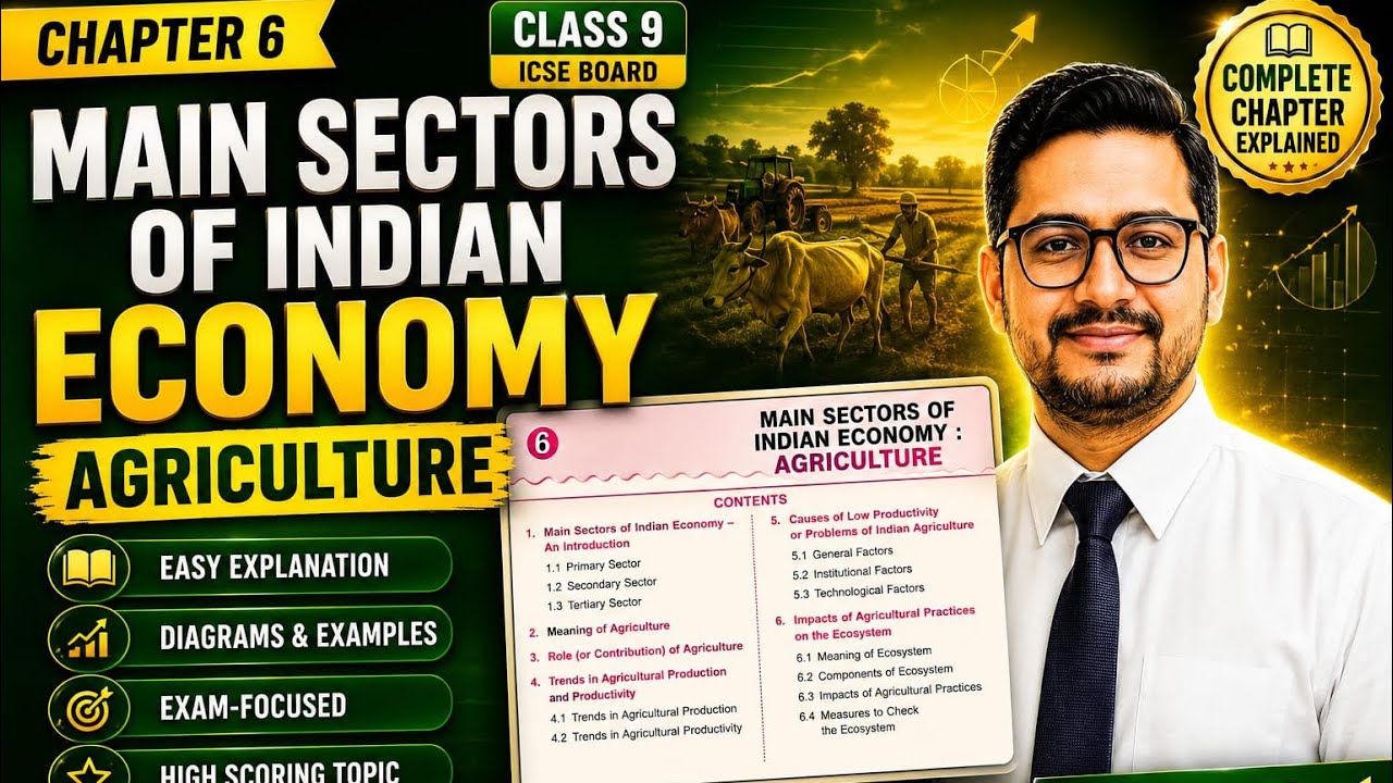 Chapter 6, Main sector of Indian economy: Agriculture, class 9th ,ICSE BOARD