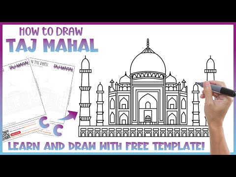 How to Draw Taj Mahal - Free Drawing Worksheet PDF for Tracing and Coloring