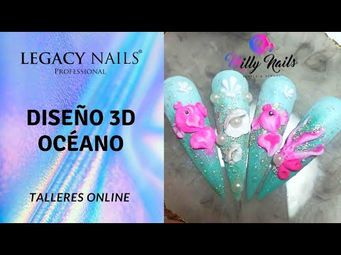 DISEÑO 3D OCÉANO  │ TALLER DE UÑAS │ LEGACY NAILS